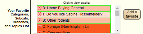 Your favorite categories, subcats, branches, and topics