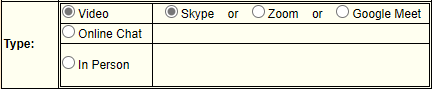 The part of the Schedule Salon popup where you select the type of salon